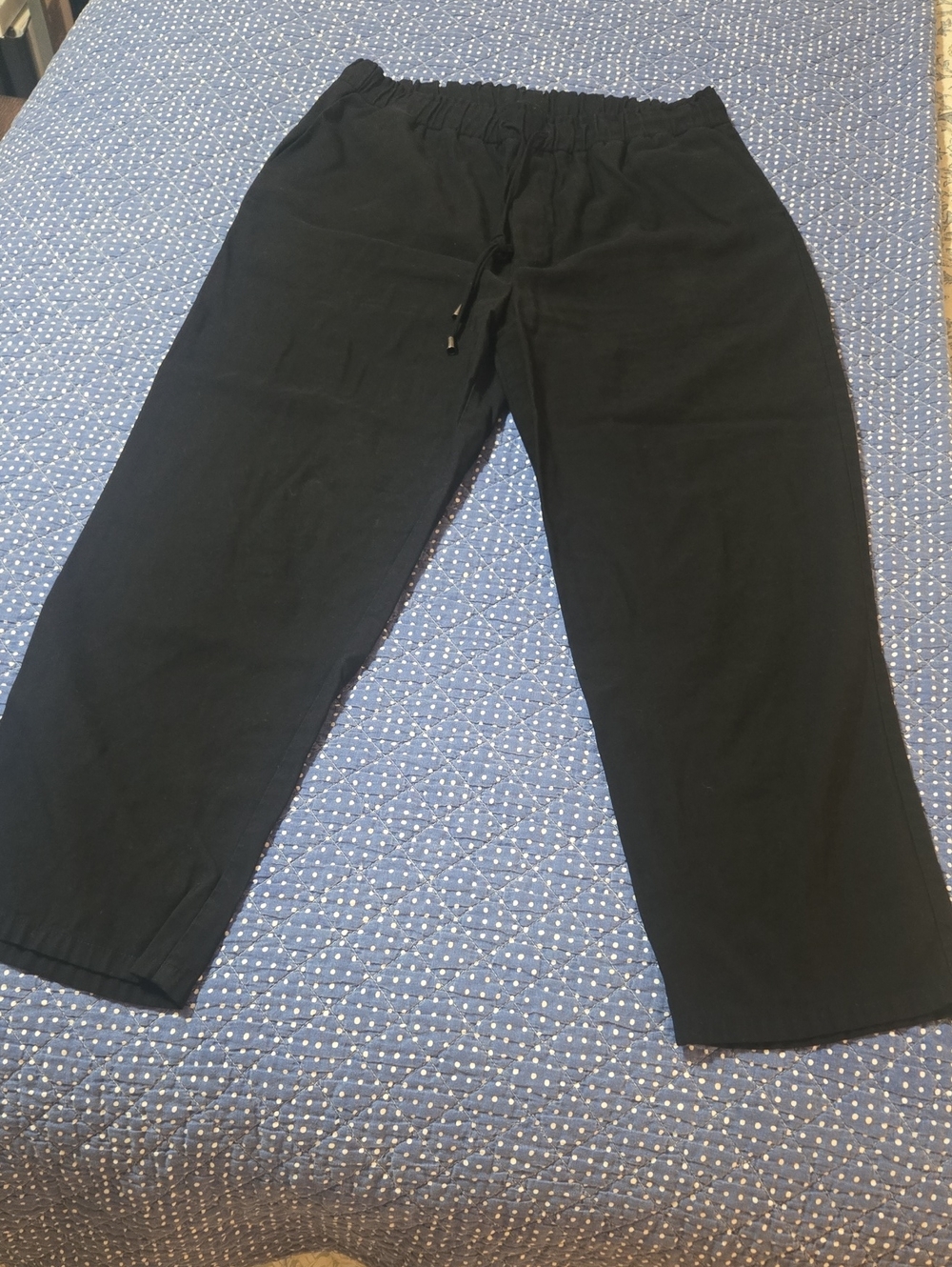 Mango Black Elastic Waist Drawstring Trousers